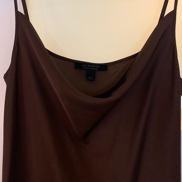 AllSaints Hadley Slip Dress in Bitter Brown - Picture 3 of 4
